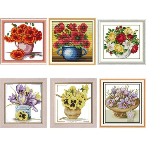 Beautiful flower pattern series flower cross stitch kit 14ct 11ct count print canvas embroidery kit DIY embroidery handmade gift