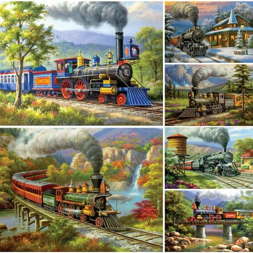 5D DIY Diamond Painting Train Embroidery Mosaic Natural Scenery Cross Stitch kit Rhinestone Landscape Picture Wall Decoration