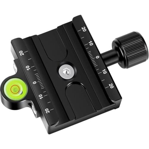 Neewer Metal 60mm Quick Release Plate QR Clamp 3/8-inch with 1/4-inch Adapter and Bubble Level, Adjustable Lever Knob