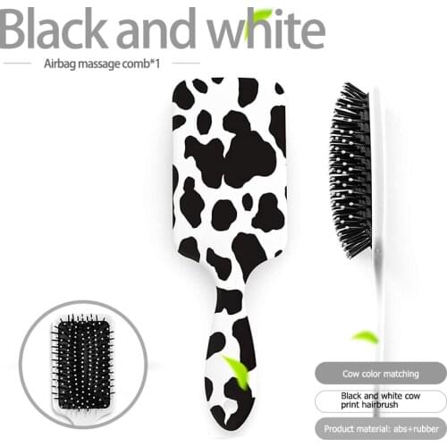 New Durable Cow Print Anti-static Wet Hair Brushes Rubber Airbag Massage Comb Women Hirbrush