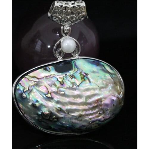 Charms elegant natural large abalone shell 43x50mm oval pendant pearl new fashion style beads jewelry B1116