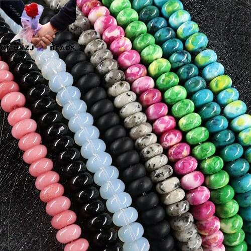 OMH Z16 5X8mm White Marble Wheel Abacus Beads Diy Accessories Semi-finished Buttons Color Natural Stone Round String Loose Beads