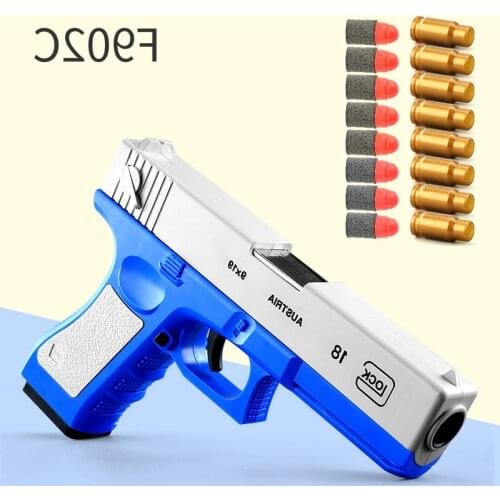 Shell Throwing Launching Pistol Glock Shoot Can Launch EVA Soft Bullet Manual Loading Outdoor Battle Toys for Boy Gun Game Model