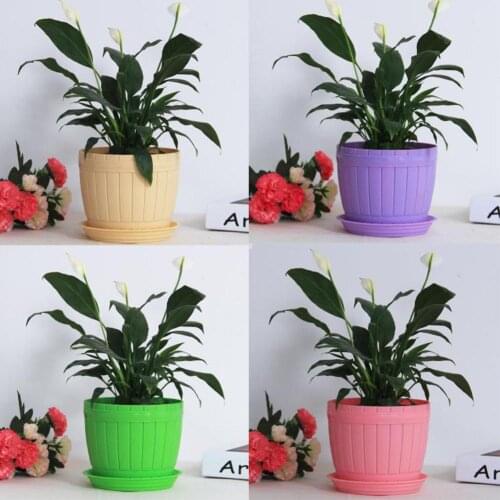 Plastic Imitation Wooden Bucket Flowerpot Planter Home Garden Decor Plant Holder Plastic Bucket Flowerpot
