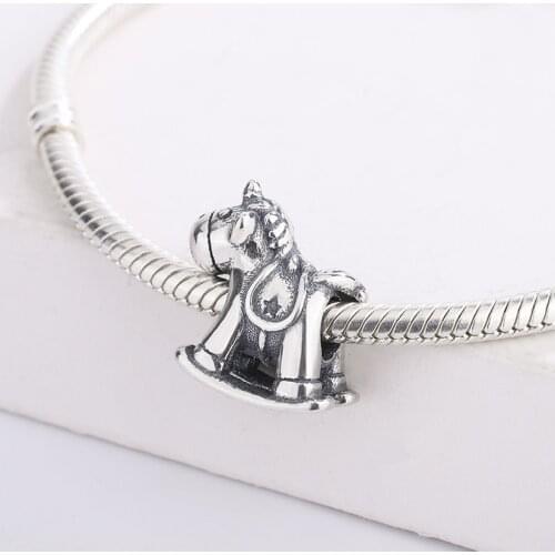 Fits Pandora 925 Sterling Silver Unicorn Rocking Horse Beads Pendant Charm Bracelet For DIY Making Women Jewelry