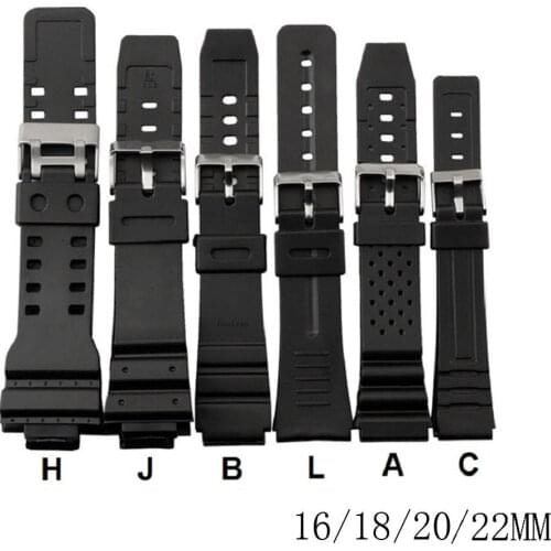 16mm 18mm 20mm 22mm Watchband Silicone Rubber Bands For casio Watches EF Replace Electronic Wristwatch Band Sports Watch Straps