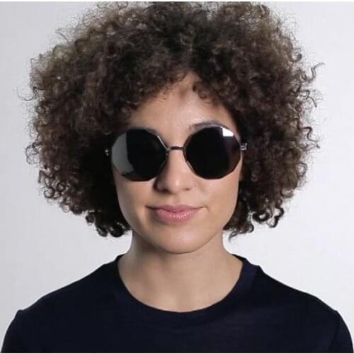 Luxury Sunglasses Brand Designer veruschka navyblue Celebrity Hand Made Mirror 12 Polygon Sunglasses Women men Sun Glasses