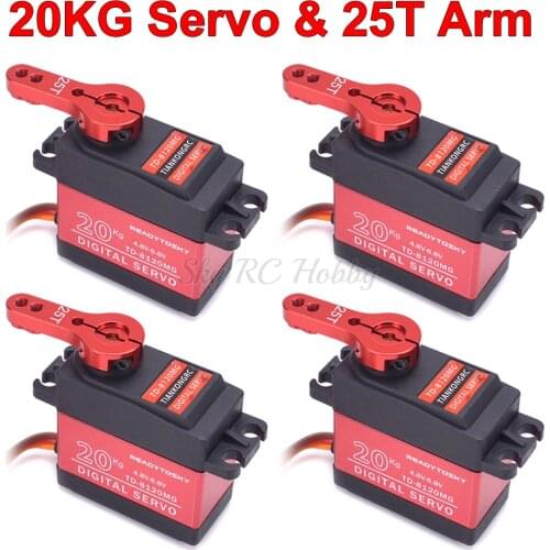 20KG Large Torque Digital Coreless Servo Aluminium Metal Gears / 25T Arm For RC Car Crawler RC Boat Helicopter RC Model