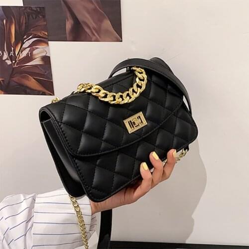 Diamond Chain Brand Design Crossbody Bag for Women 2021 Trendy Simple PU Leather Shoulder Bag Lady Fashion shopping Handbag