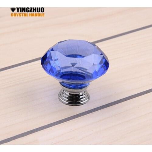 Home Decoration 40mm Crystal Glass Alloy Door Knob Drawer Cabinet Wardrobe Pull Handle Knobs With 25mm Screw Furniture