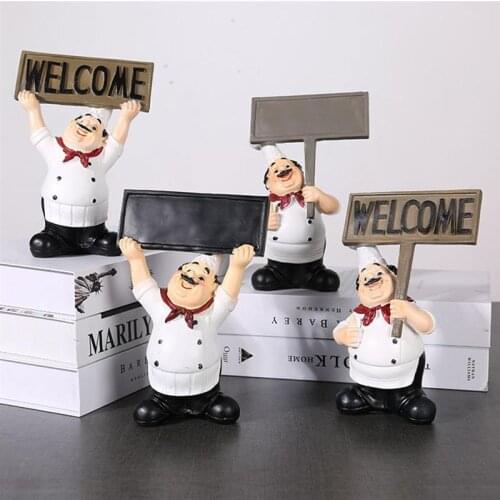 2PCS Chef Ornaments Mini Sculpture Resin Crafts Adornments for Bar Home Cafe Shop Decoration (Toothpick Holder, Thumb Up Style)