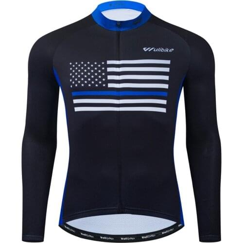 Wulibike Mens Long Sleeve Cycling Jersey for Spring and Autumn MTB Bicycle Breathable Cycling Clothing Man Bike Sportswear