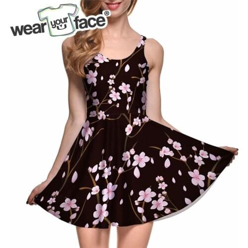 Plum Blossom Summer Sleeveless Dress New Fashion Girls Dress Sexy Hot Women Dress Digital Printing Vestidos