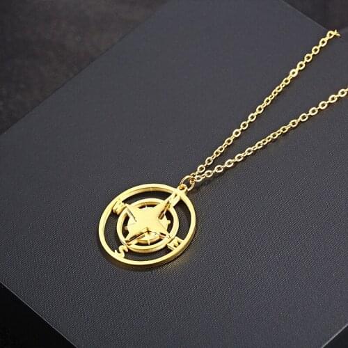 Womens necklace choker on the neck pendant compass stainless steel fashion necklaces for women simple pendant necklace jewelry
