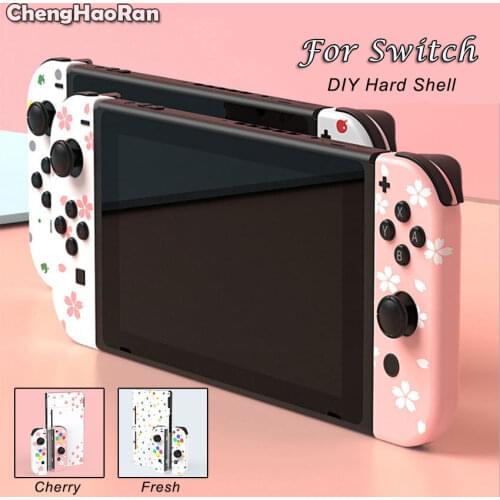 ChengHaoRan Cherry Pink DIY Modified Hard Housing Shell for Nintend Switch NS NX Joy-Con Console Fresh Handle Shell Replacement