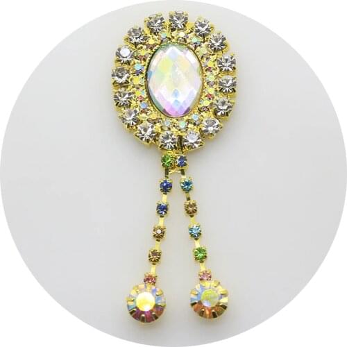 New 6pcs/lot golden AB Acrylic Rhinestone brooch Diamond button 2019 Wedding invitations Wine glass decorate Hair flower center