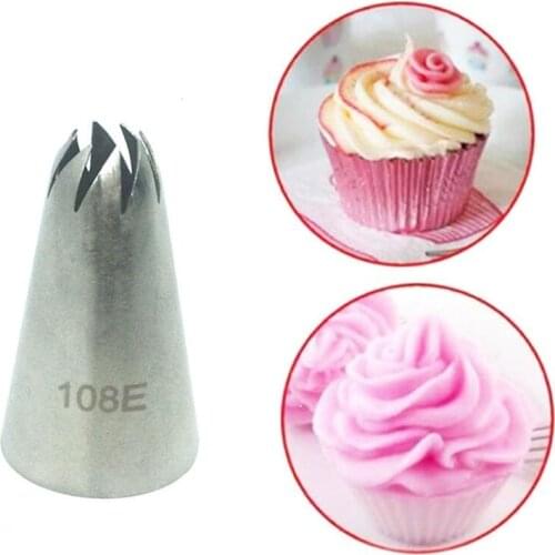 #108E Drop Rose Icing Piping Nozzles Stainless Steel Flower Mouth Cream Pastry Tips Nozzles Bag Cake Decorating Tools
