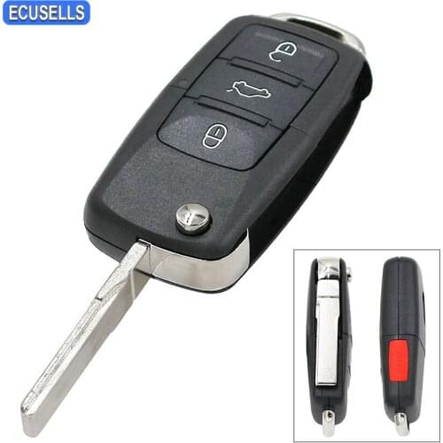 3+1/4 Button Flip Folding Remote Key Shell Case Smart Car Key Housing For Volkswagen Golf 4 5 6 Passat B5 B6 Polo Bora Touran