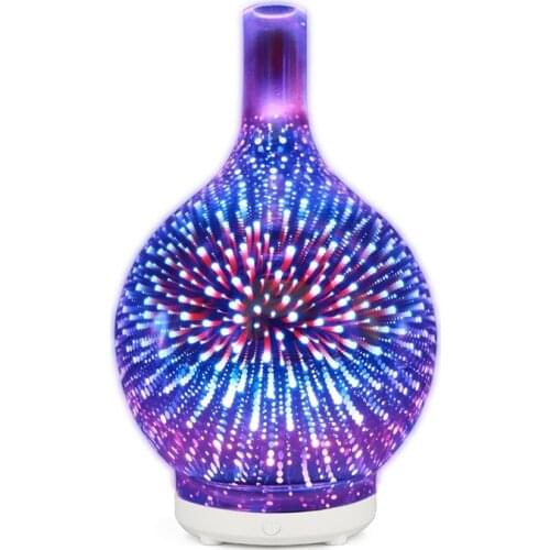 3D Firework Glass Usb Air Humidifier with 7 Color Led Night Light Aroma Essential Oil Diffuser Cool Mist Maker for Home Office