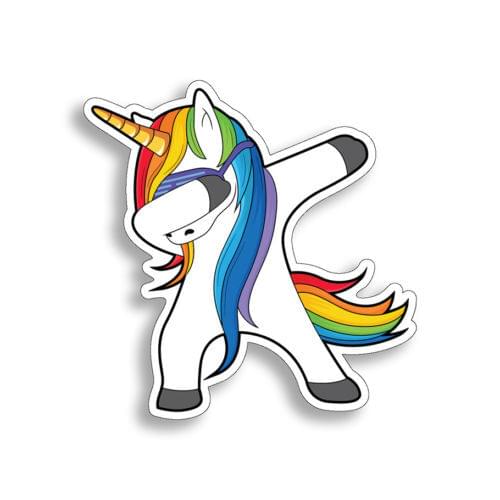 4" Dabbing Unicorn Sticker Wall Bag Tablet Rainbow Phone Vinyl Dab Decal luggage