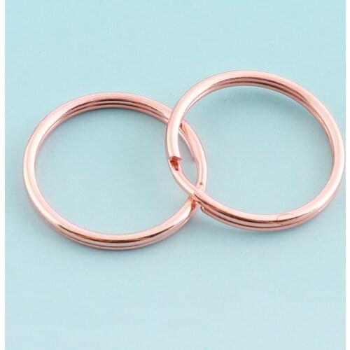 50pcs 25mm(OD) Rose Gold Keyrings Mini Jewelry rings Metal Split Rings for Key Chain Jump rings Wholesale Key Lanyard Findings