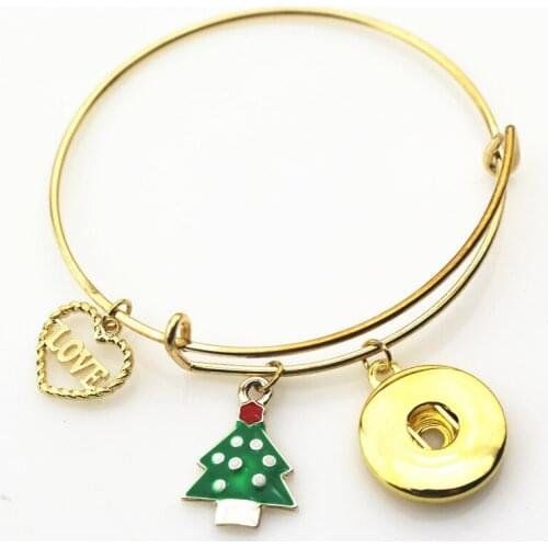 6pcs/lot love christmas tree ginger snap bracelet adjustable bangles&bracelet for 18mm snap button diy jewelry