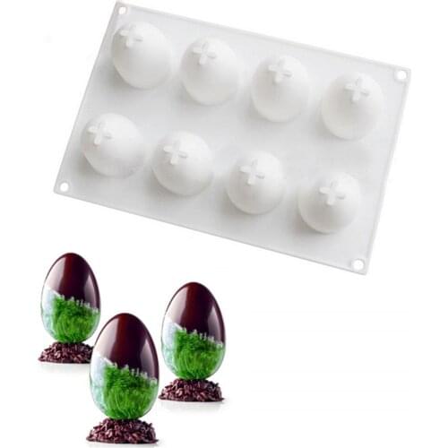 8 Cavity Easter Egg Shaped Bakeware Mould Dessert Chocolate Cake Silicone Mold DIY Easter Decorating Baking Tools