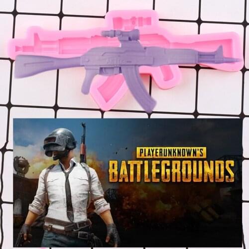 AK Gun Shape Silicone Mold Cupcake Topper Fondant Mould DIY Party Cake Decorating Tools Candy Resin Clay Chocolate Moulds