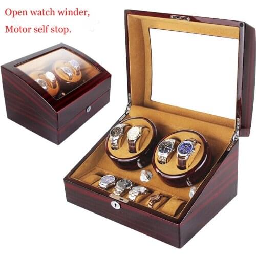 DHL/FEDEX/UPS Fast send watch winder open motor stop Luxury automatic Watches Box Winders 2-3, 4-0, 4-6 wood leather box winders