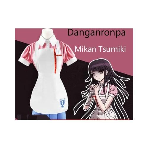 Anime game Danganronpa Dangan Ronpa 2 Mikan Tsumiki cosplay Cute Women halloween costumes girl shirt white Dresses Sets