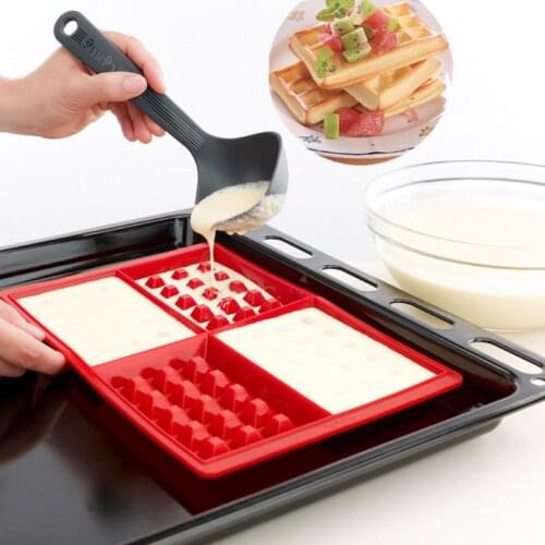 Non-stick Silicone Waffle Mold Kitchen Bakeware Cake Mould Makers for Oven High-temperature Cake Mold Waffle Biscuit Making Tool