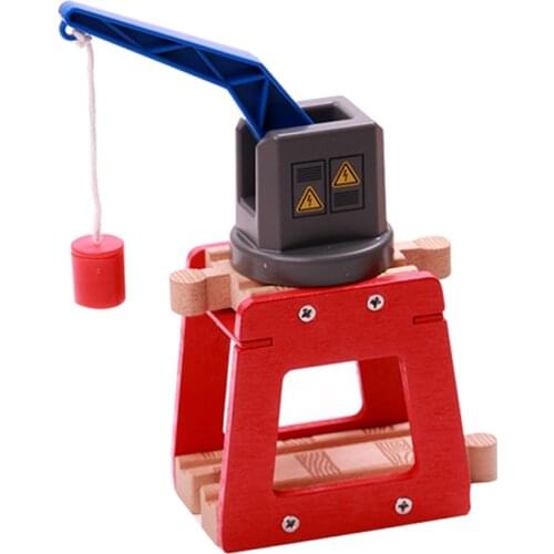 Free shipping Gift 360 Rotary Double Track Crane Compatible with Train Wooden Tracks Child Benefit Track Game Fun Scene