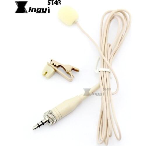 Beige Tie Clip on Lavalier Mic Lapel Microphone 3.5mm Screw Lock Stereo Plug Microfono For Wireless System BodyPack Transmitter