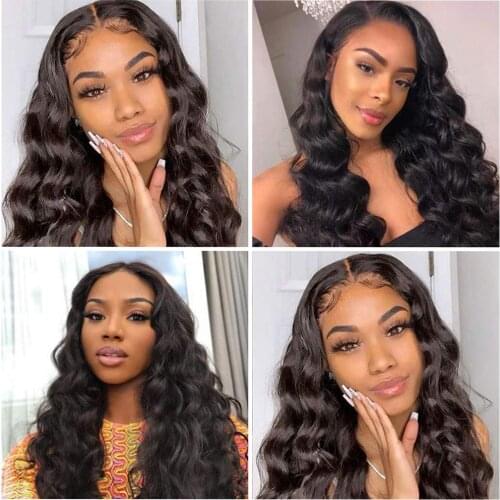 Brazilian Deep Wave Lace Closure Human Hair Wigs For Women Wigs 180% Density Loose Deep Wave 13X4X1 T-Part Lace Wigs