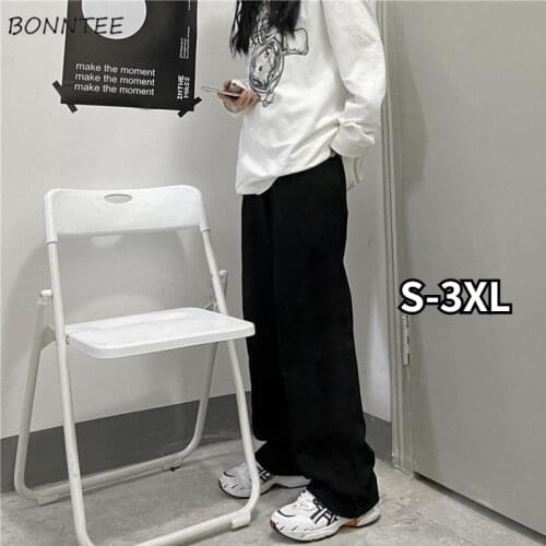 Wide Leg Pants Women Oversize Streetwear Summer Simple Harajuku Trouser Black Students All-match Popular Fashion Female Solid BF