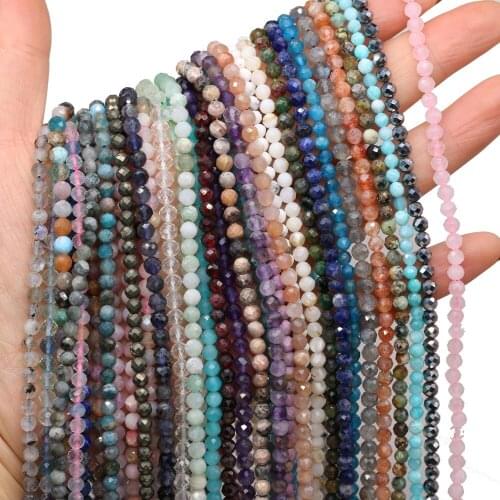 Natural Stone Agates Quartz Faceted Amethysts Fluorite Garnet Beads for Jewelry Making Bracelet Necklace Women Gift Size 4mm