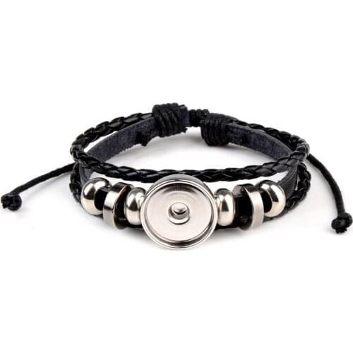 DIY 5PC 18MM Round Photo Glass Cabochon Bracelet Setting Base Bezel Tray Blank Multi Layer Leather Bracelet Jewelry Making