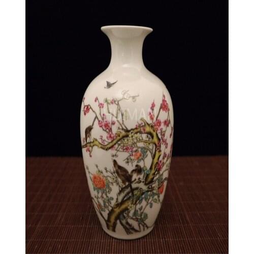Elaborate Porcelain Hand Painting Flower Vase Crafts Home Decoration China