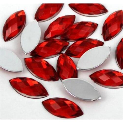 Sizes DIY Bling Red Color Horse Eye Lattice Faceted Acrylic Rhinestone Flatback Acrylic Stone for Hand Craft Art Decoration