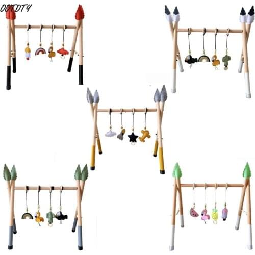 Baby Gym Play Nursery Sensory Ring-pull Toy Wooden Frame For 0-3M Newborn Infant Room Toddler Clothes Rack Gift Kids Room Decor