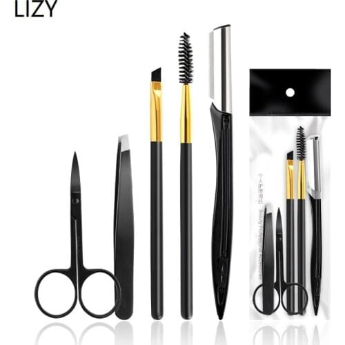 LIZY Stainless Steel Makeup Tool Eyebrow Trimming Pencil Set Beauty Makeup Tools Eyebrow Brush Eyebrow Clip Set