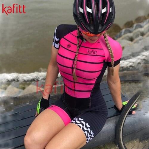 Kaffert Summer New Professional Womens Triathlon Cycling Suit Short-sleeved Suit Cycling Suit Sexy Tight Stretch Jumpsuit