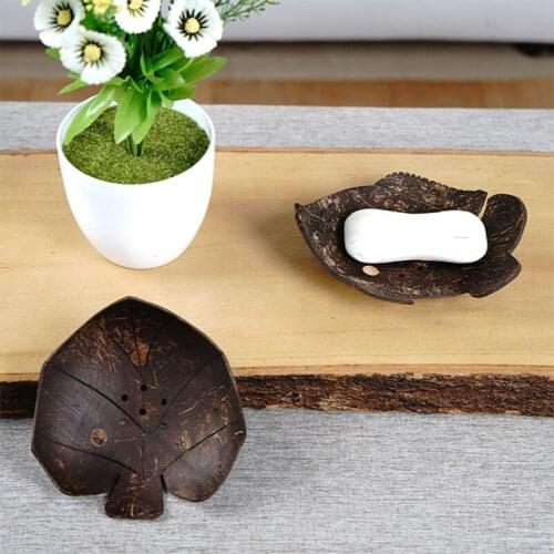 Creative Wooden Drain Soap Holder Cartoon Soap Tray Storage Southeast Asian Coconut Shell Cute Soap Plate Bathroom Accessories