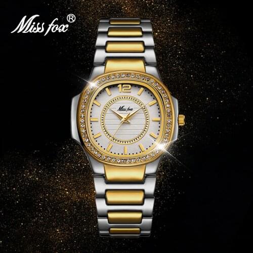MISSFOX Fashion Women Watches Gold Silver Top Brand Steel Elegant Quartz Ladies Watch Waterproof Female Clock Dropshipping 2020