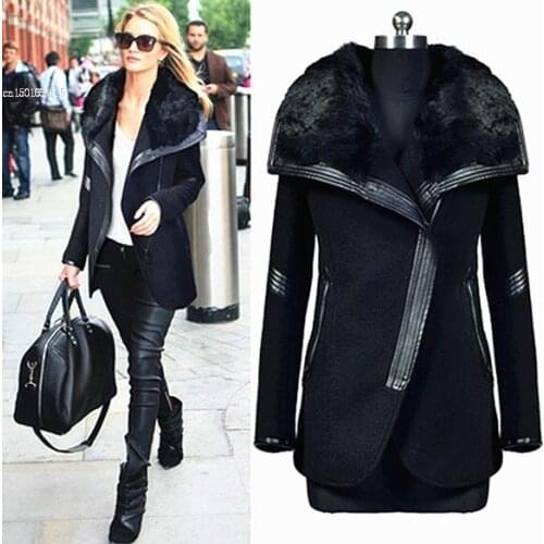 Fashion Women Overcoat Winter Casual Woolen Coat Women Cashmere Slim Coat Stitching Warm Long Jacket Women Windproof Overcoats