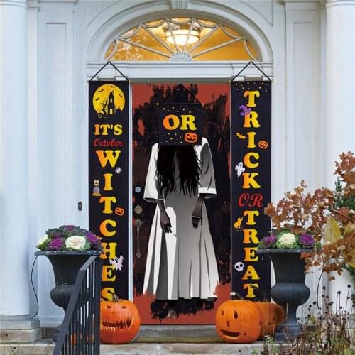 Trick Or Treat Witch Hanging Couplet Banner Halloween Decoration For Home Decor Supplies Porch Sign Door Decor Masquerade Party