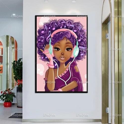 Afro Girl Poster Print,Black Teenager Home Decor, Black Melanin Poppin Wall Art,Afro Hair Canvas, Black Girl Magic Unique Gift