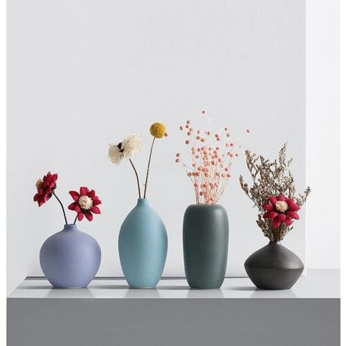 Simple Matte Ceramic Small Vase Living Room Flower Arrangement Flower Home Decoration Floral Decoration New