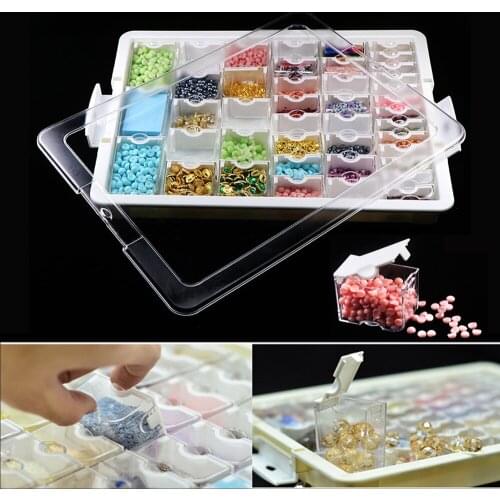 Transparent Plastic Container for Diamond Painting Tools Diamond Embroidery Accessories Jewelry Nail Storage Box Lattice Case