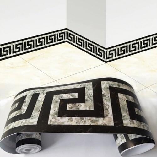 PVC Self-adhesive Wallpaper Borders Baseboard Sticker Kitchen Dining Room Living Room Waist Line Toilet Bathroom Wall Home Decor